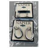 New Lot of 2 Napier Large Oval Hoop Earrings
