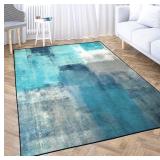 5X7 Area Rug,TOMWISH Blue Abstract Modern Play