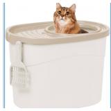 IRIS USA Cat Litter Box, Large Top Entry with