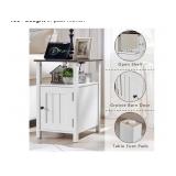 Farmhouse Nightstand  End Table with Charging