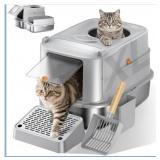 Stainless Steel Cat Litter Box with Lid, XL Extra