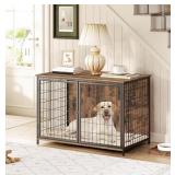 Dog Crate Furniture with Cushion, Wooden Dog