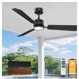 New Black Ceiling Fan with Light 52inch, Low