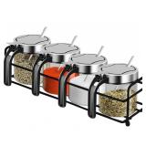 4 Pcs Glass Condiment Jars Spice Containers with