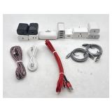 Charging blocks, power bank and cords (3 cords on