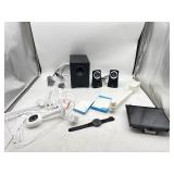 Logi Logitech speakers, Anker usb-C chargers,