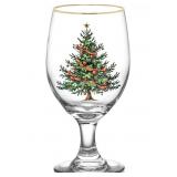 Red Co. Set of 4 Clear Glass 14 Fl Oz Christmas