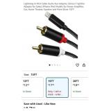 New Lightning to RCA Cable Audio Aux Adapter,