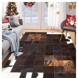 New Cowhide Leather Plaid Patchwork Area