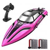 DEERC Fast RC Boat with LED Light, 30+ Mins,