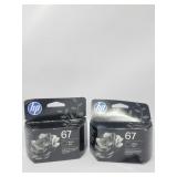 New Lot Of 2 HP 67 Black Ink Cartridge | Works