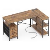 Huuger L Shaped Office Desk with Power Outlets,