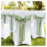 Sage Green Chair Sashes 50 Pack, Satin Sage Chair