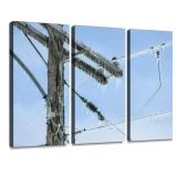 New Glazed Powerlines After Winter Ice Storm,