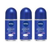 New 3 Ct NIVEA Anti Perspirant Roll On Protect