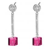 Cube Austrian Crystal Drop Long Dangle Earrings