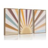 New Drsoum 16x24in Boho Rainbow Sun Wall Art Wood