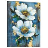 New Large White Flowers Canvas Wall Art Elegant