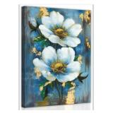 NewLarge Hand-Painted White Flowers Canvas Wall