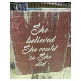 New she believed she could inspirational canvas