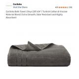 New Cariloha Bath Towel | Onyx |28"x54" | Turkish