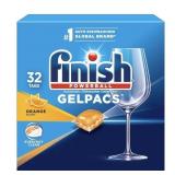 New Finish Gelpacs Dishwasher Detergent, Orange