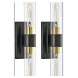 New 19" Black and Gold Wall Sconces Set of