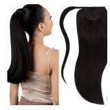Lacer Black Ponytail Hair Extensions Human Hair