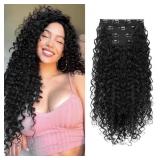 Clip in Hair Extensions, FLUFYMOOZ 4PC 100% Pure