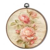 New Tzhim Vintage Pink Rose Floral Round Wall
