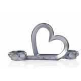 New Cute Love Silver Heart Candle Holder