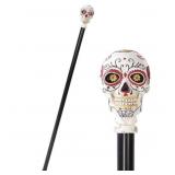 Day of The Dead Skull Walking Cane Made of