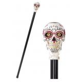 New Day of The Dead Skull Walking Cane Made of