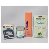 Tallow Soap Bar, Yam Cream. BYOMA Face Mist, Tea