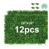 12 Pieces 24"x 16" Artificial Boxwood Panel,