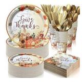 700 PCS Thanksgiving Plates and Napkins Sets,