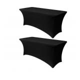 2 Ct 6ft Stretch Black Spandex Table Cloth for