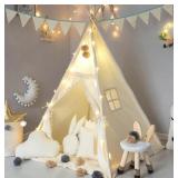 Kids Teepee Tent with Padded Mat, Banner, Carry