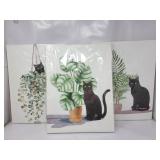 New VVJSZHJ Black Cat Green Plant Wall Art