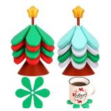 New 2 Set Christmas Tree Shape Trivets 3D Print