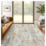 5x7 Area Rugs Gray Rust Low Pile Indoor