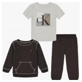 New 5T Calvin Klein baby-boys 3pc Fleece Crew/Tee