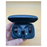 True wireless earbuds in charging case gently