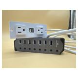 USB hub and and recessed power strip in new