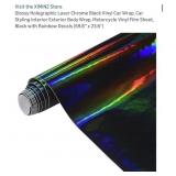 New Glossy Holographic Laser Chrome Black Vinyl