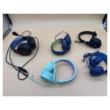 Various assorted working headsets headphones
