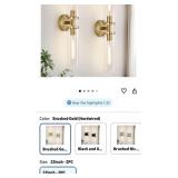 Wall Sconces Set of Two, Hardwired Brushed Gold
