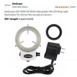 AmScope LED-144W-ZK White Adjustable 144 LED Ring
