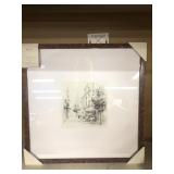 20x20 black and white framed drawing wall art No