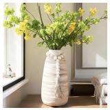 New ALMA White Ceramic Vase 11 Inch Tall, Boho